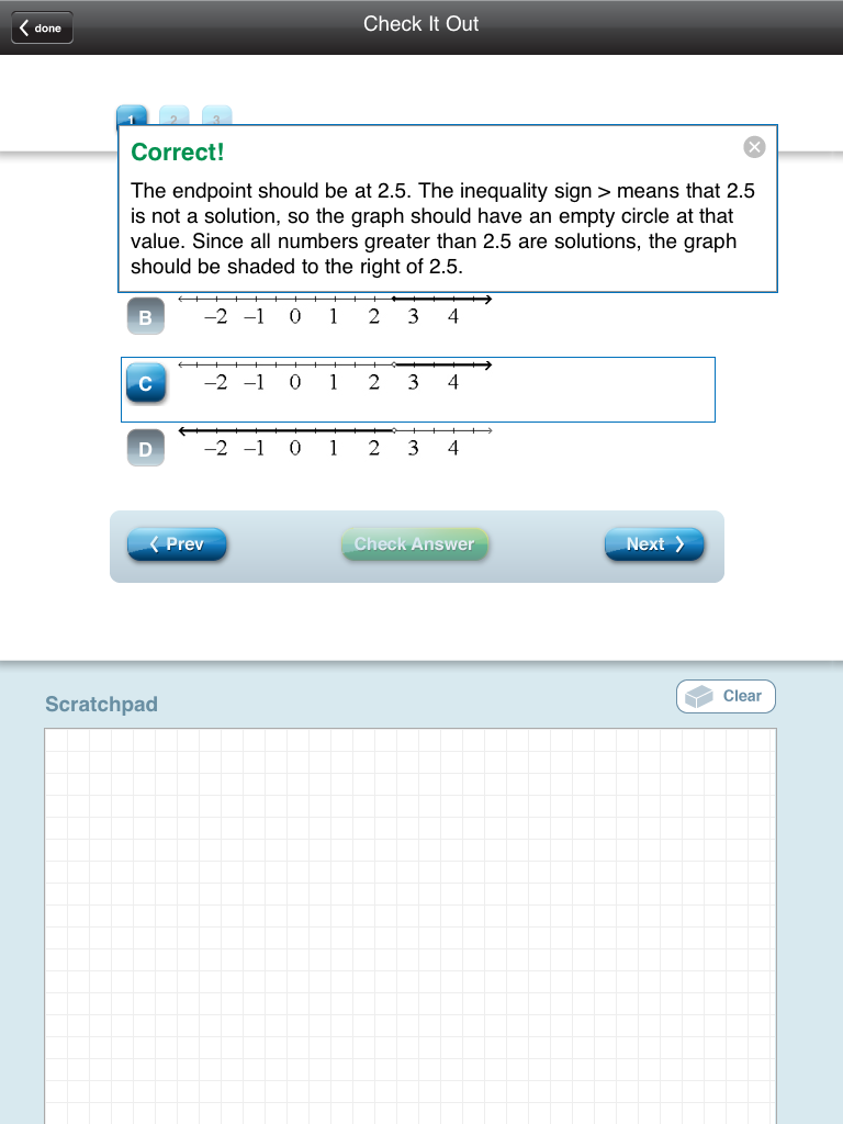 HMH ipad app inequality example
