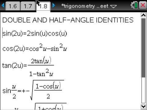 trig identities ti-nspire